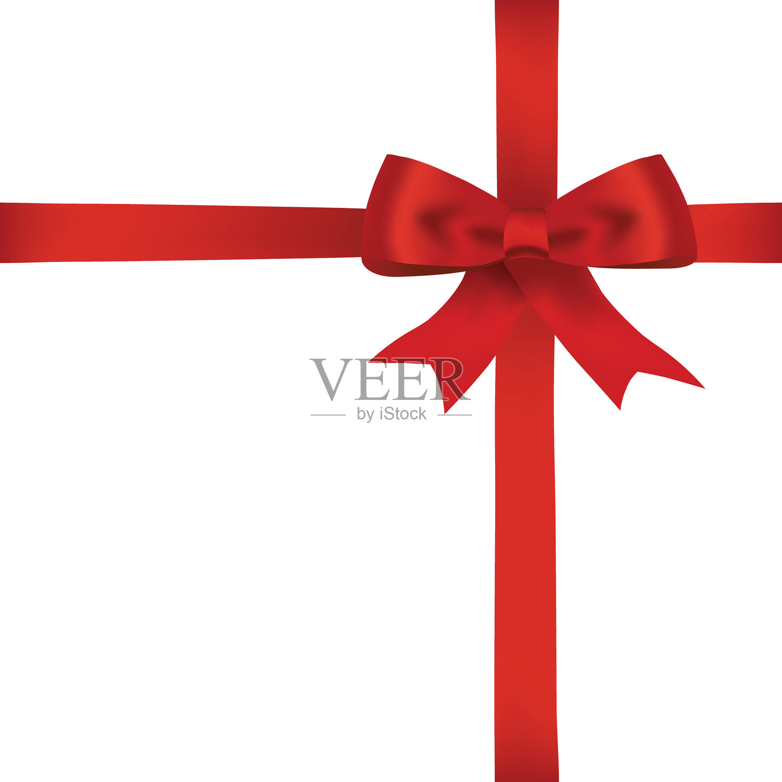 逼真的红色丝带蝴蝶结，带有缎面包裹，适用于礼品盒装饰、情人节、节日包装设计和庆祝活动的矢量插图插画图片素材