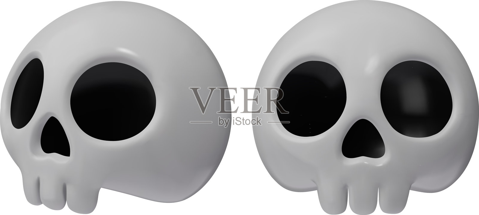 孤立的3D风格化骷髅。万圣节元素插画图片素材