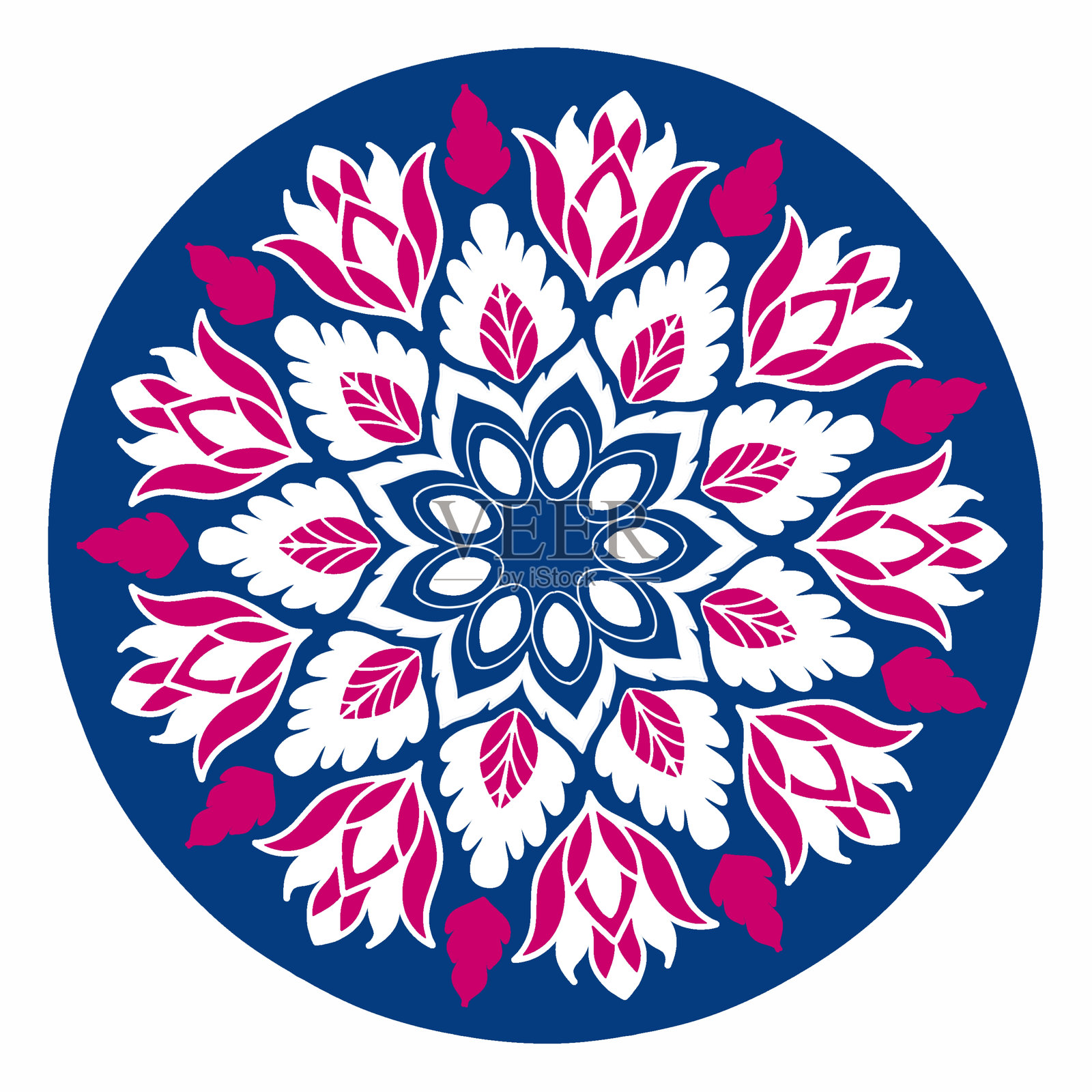 美丽而富有创意的彩色曼陀罗设计艺术，背景为白色插画图片素材