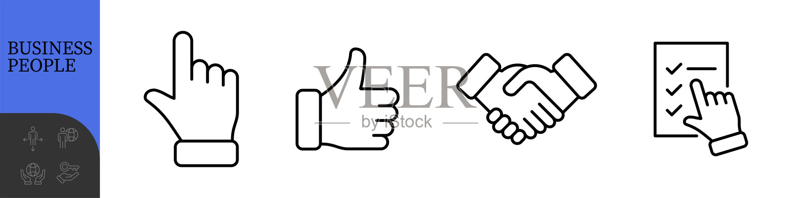 商务人士线条可编辑图标集插画图片素材