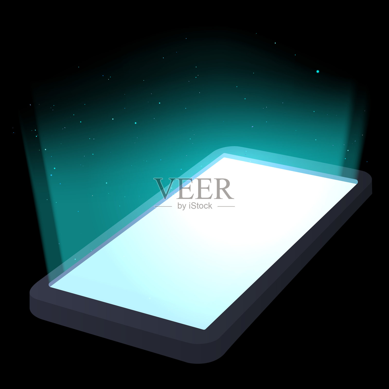 现实主义智能手机模型，带有空白的白色发光屏幕。插画图片素材