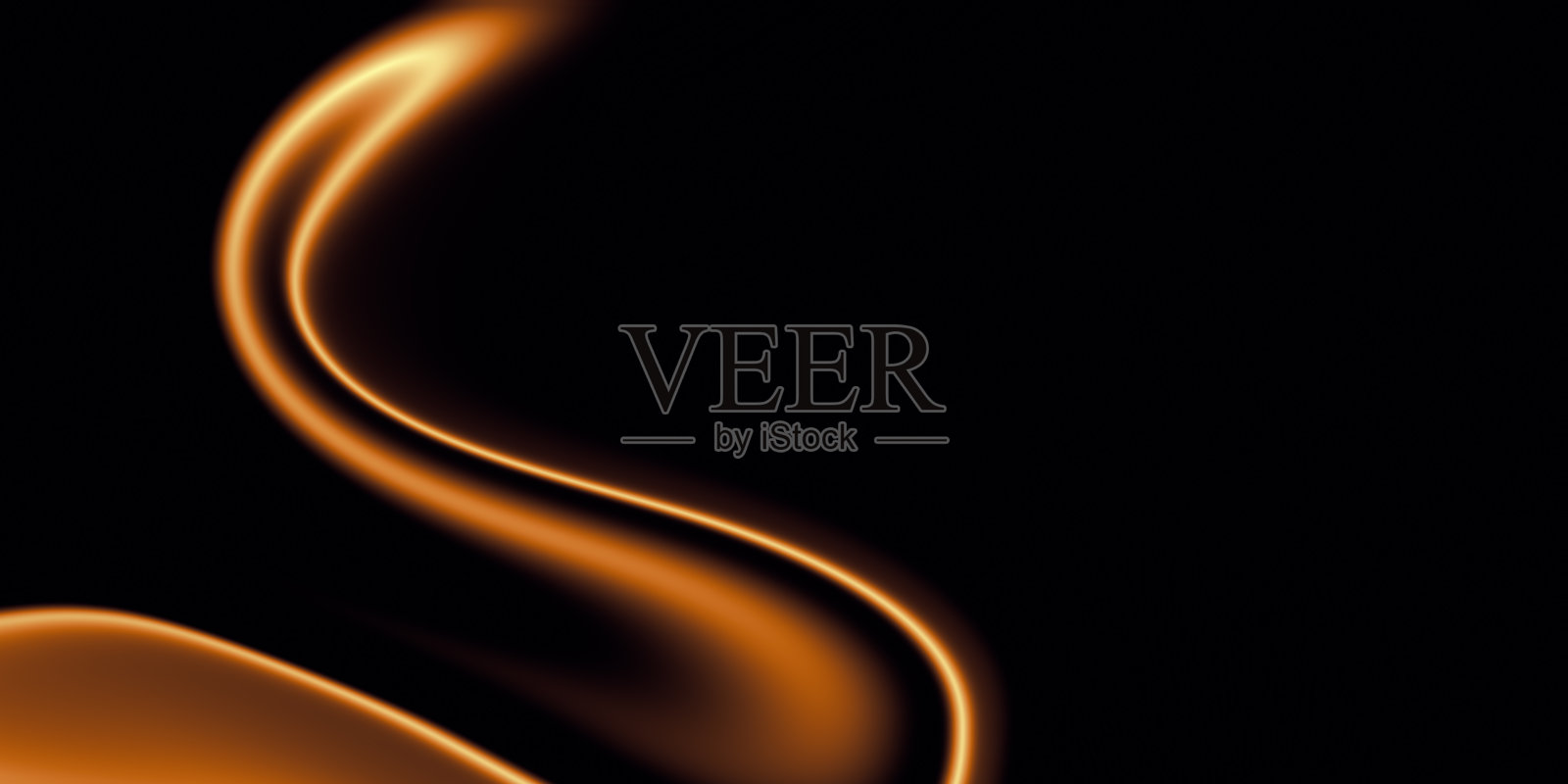 黑色背景上的旋转橙色光线，抽象壁纸或横幅设计插画图片素材