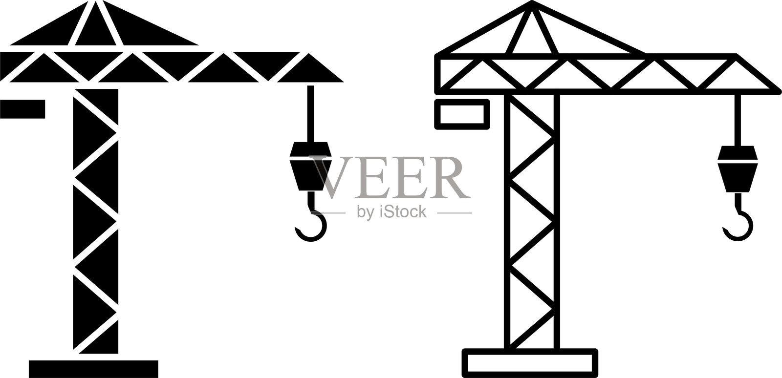 Construction crane icon set. construction crane icons. two vector illustrations of a crane插画图片素材