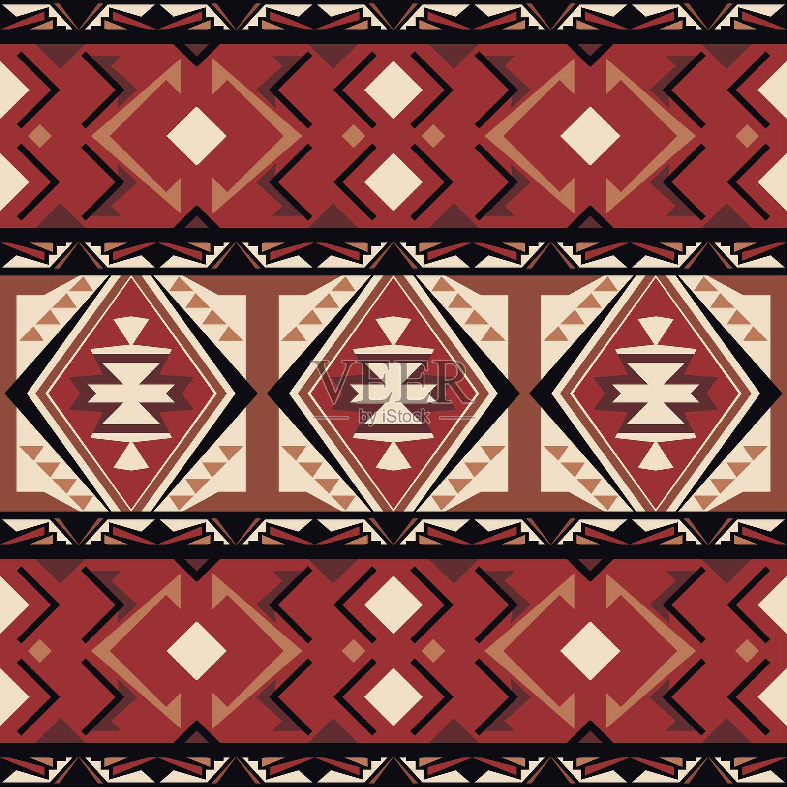 Aztec tribal patterns, native patterns, Navajo fabric borders, ethnic tribes插画图片素材