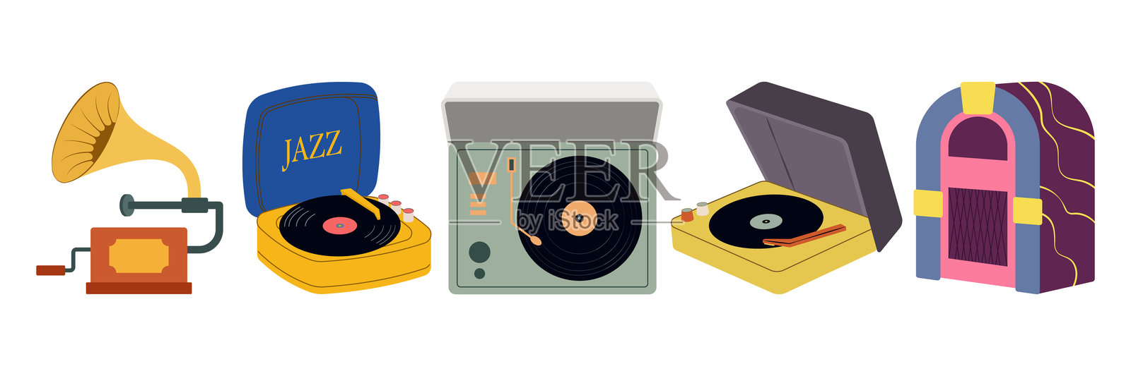 Set Of Vintage Technology And Media Icons插画图片素材