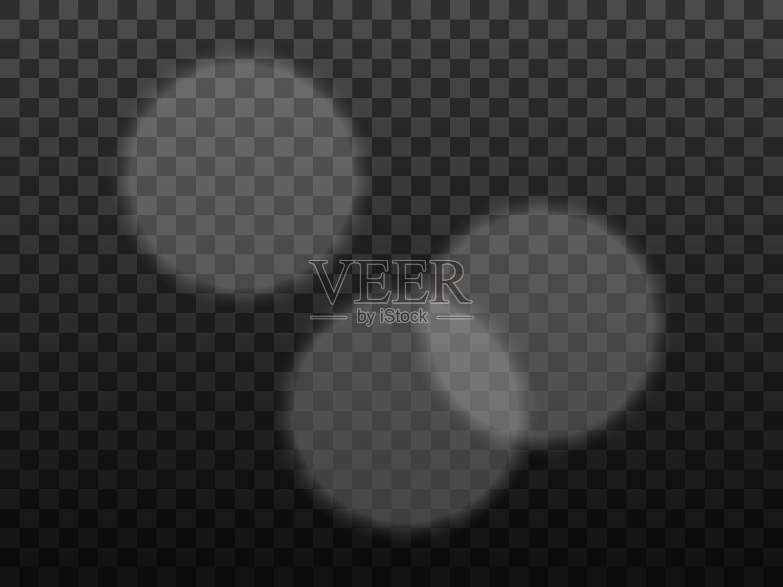 散景灯光。带有白色圆圈的抽象光模糊效果。透明背景上的矢量插图插画图片素材