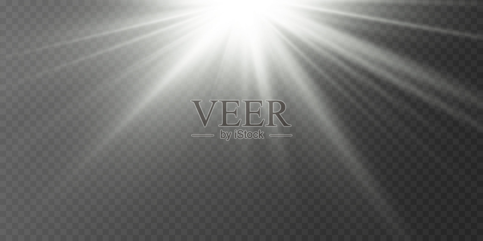 带有光晕效果的白色光线。透明背景上。插画图片素材