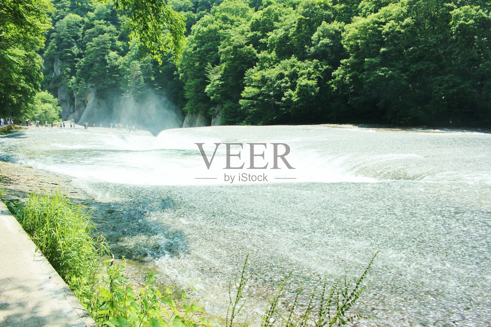 初夏的山谷和瀑布风景照片摄影图片