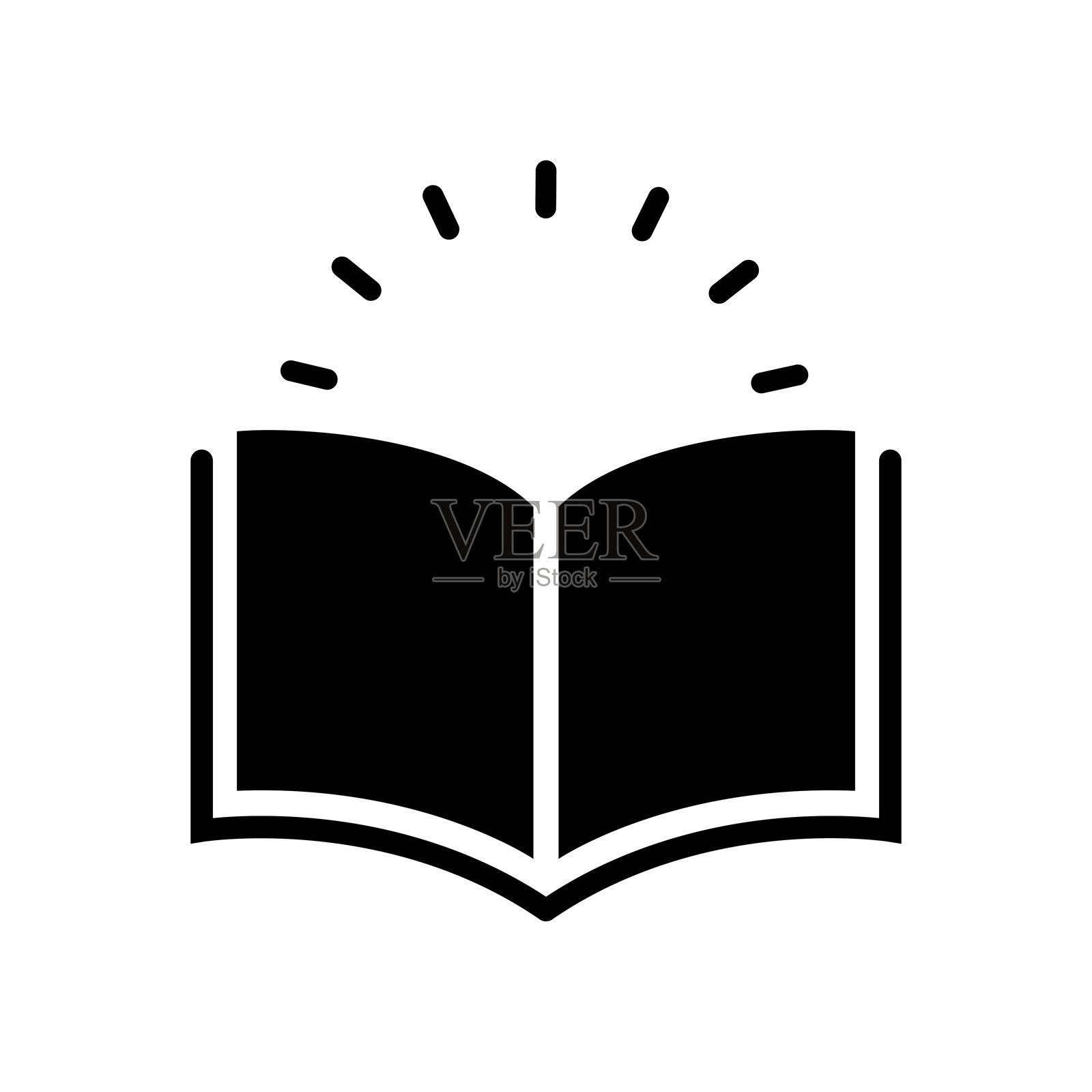 开放书本图标，独立扁平设计。插画图片素材