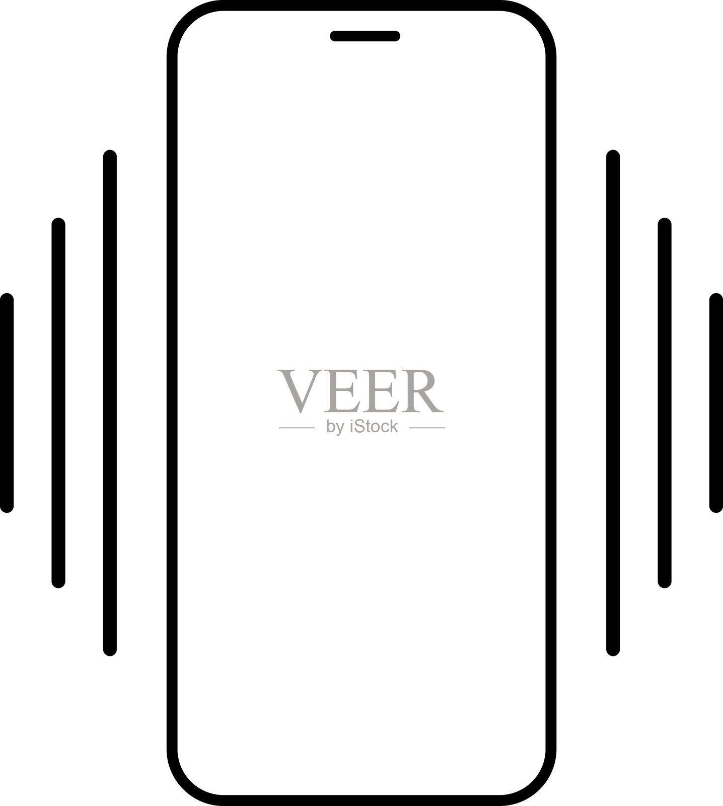 手机铃声和震动图标。智能手机音效设置、铃声符号和震动模式图标集，用于应用和用户界面。透明矢量插图。插画图片素材