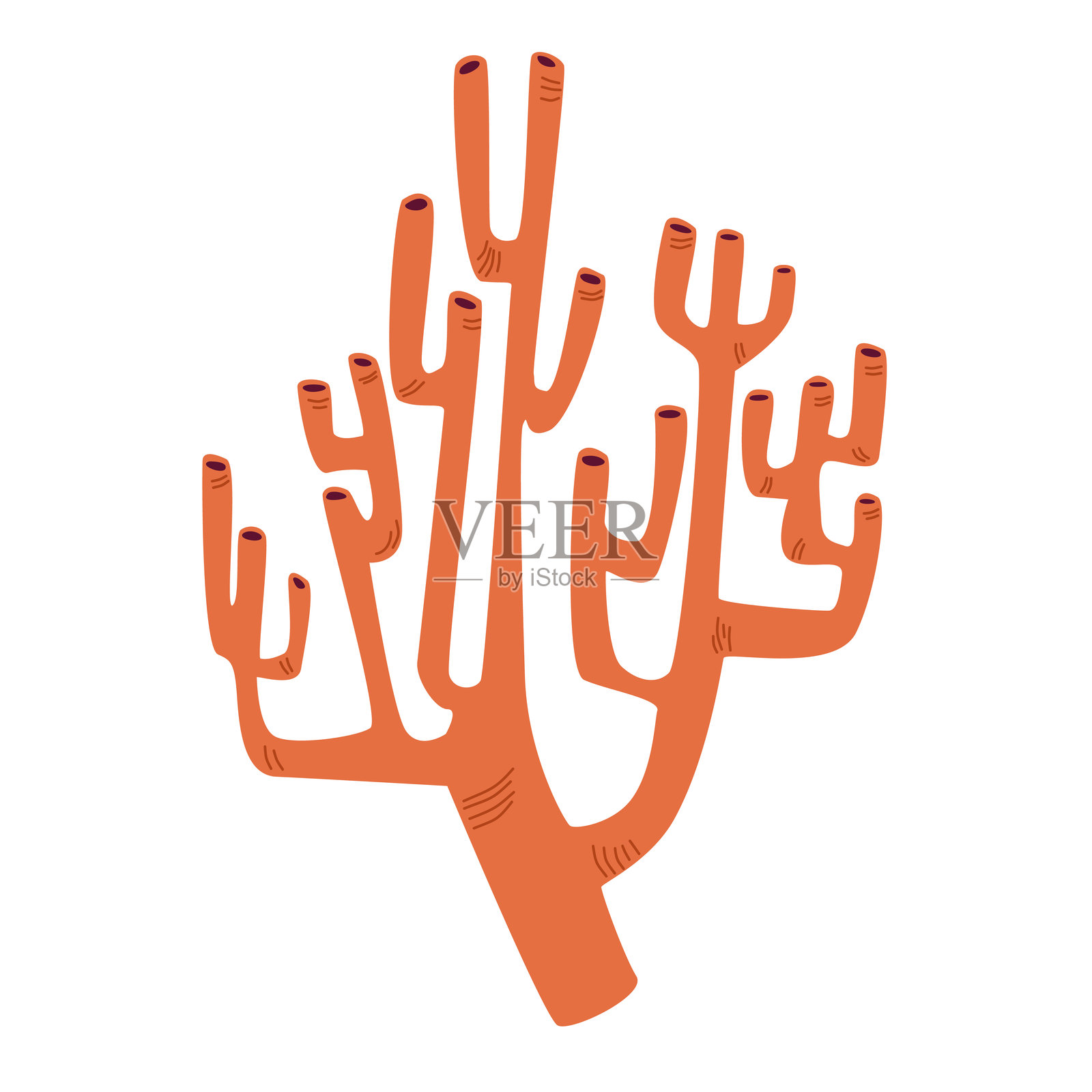 红色珊瑚的插图。水下场景。插画图片素材