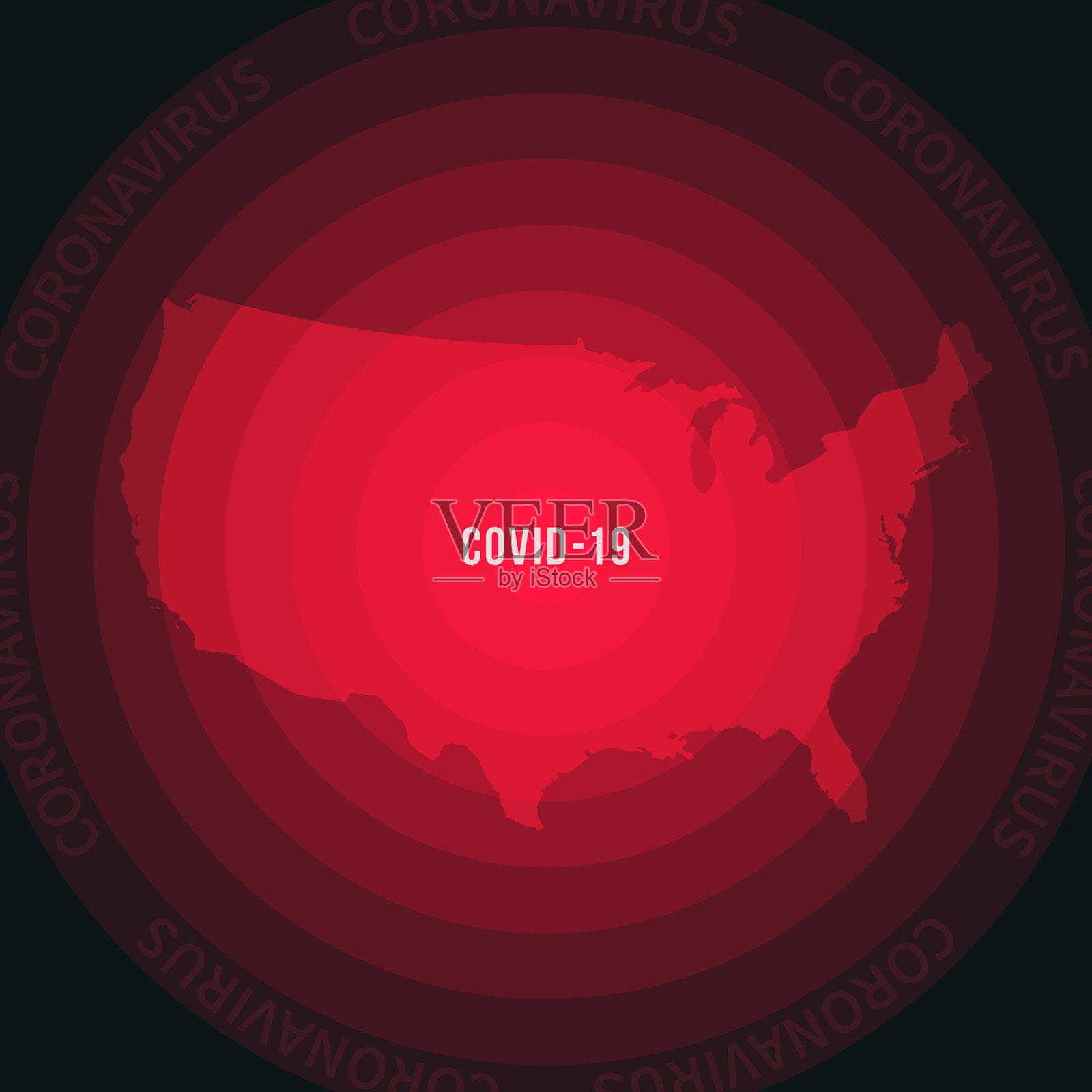 美国COVID-19传播地图。冠状病毒爆发插画图片素材