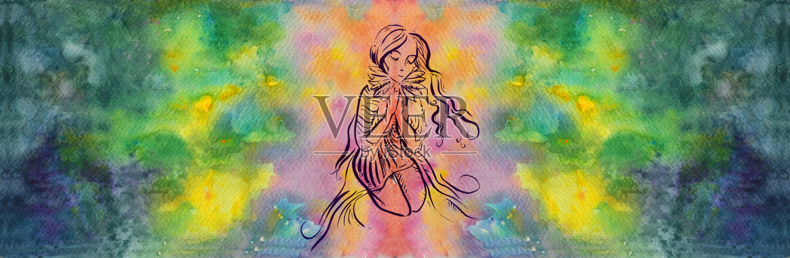 银河儿童插画图片素材