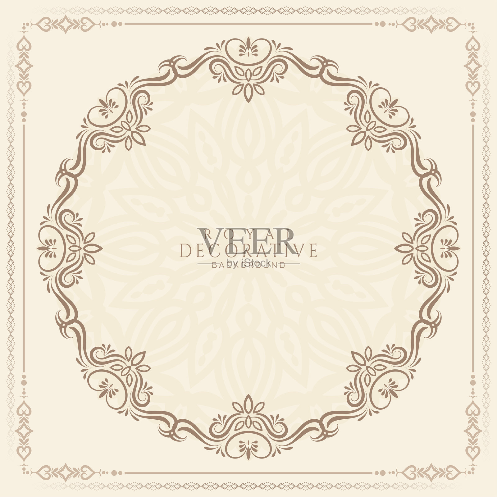 时尚的民族复古装饰花卉框架背景插画图片素材