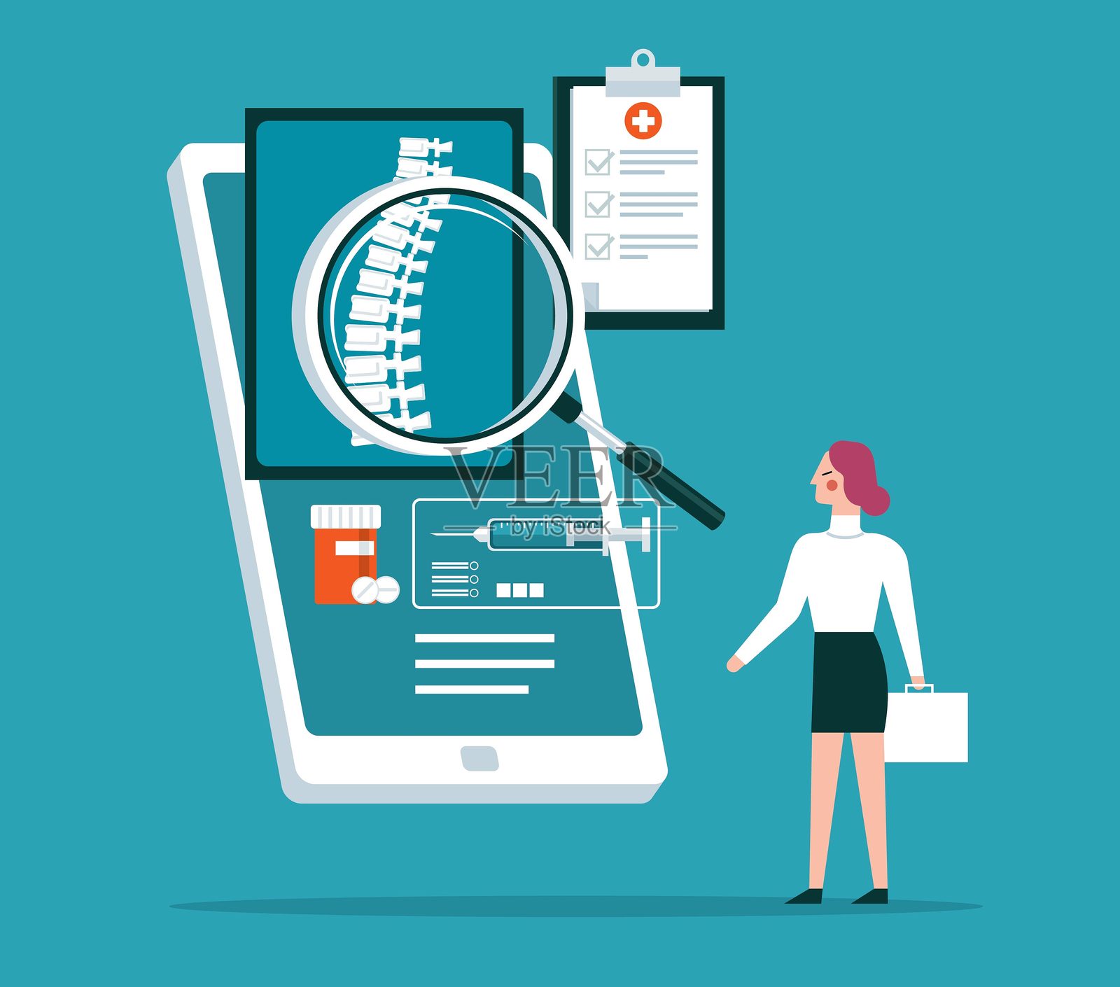 人类脊柱 - 清单 - 年轻女性插画图片素材