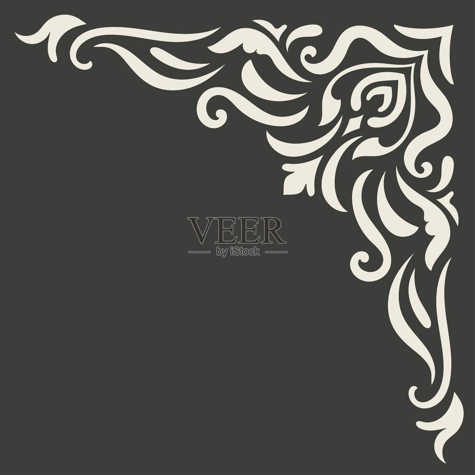 奶油白色复古角落，复古卷轴线条用于装饰婚礼卡片插画图片素材