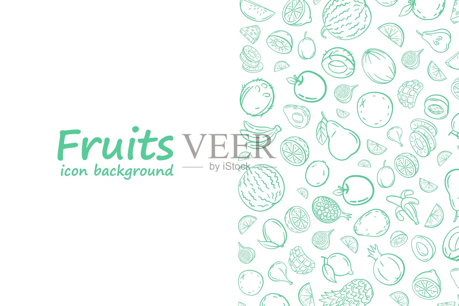 手绘水果图标图案，极简设计插画图片素材