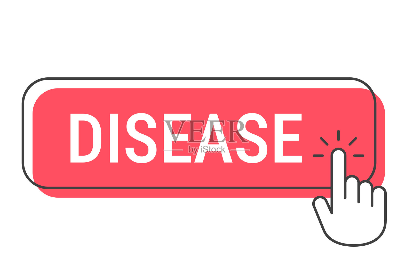 疾病 - 白色背景上用手指光标点击按钮插画图片素材