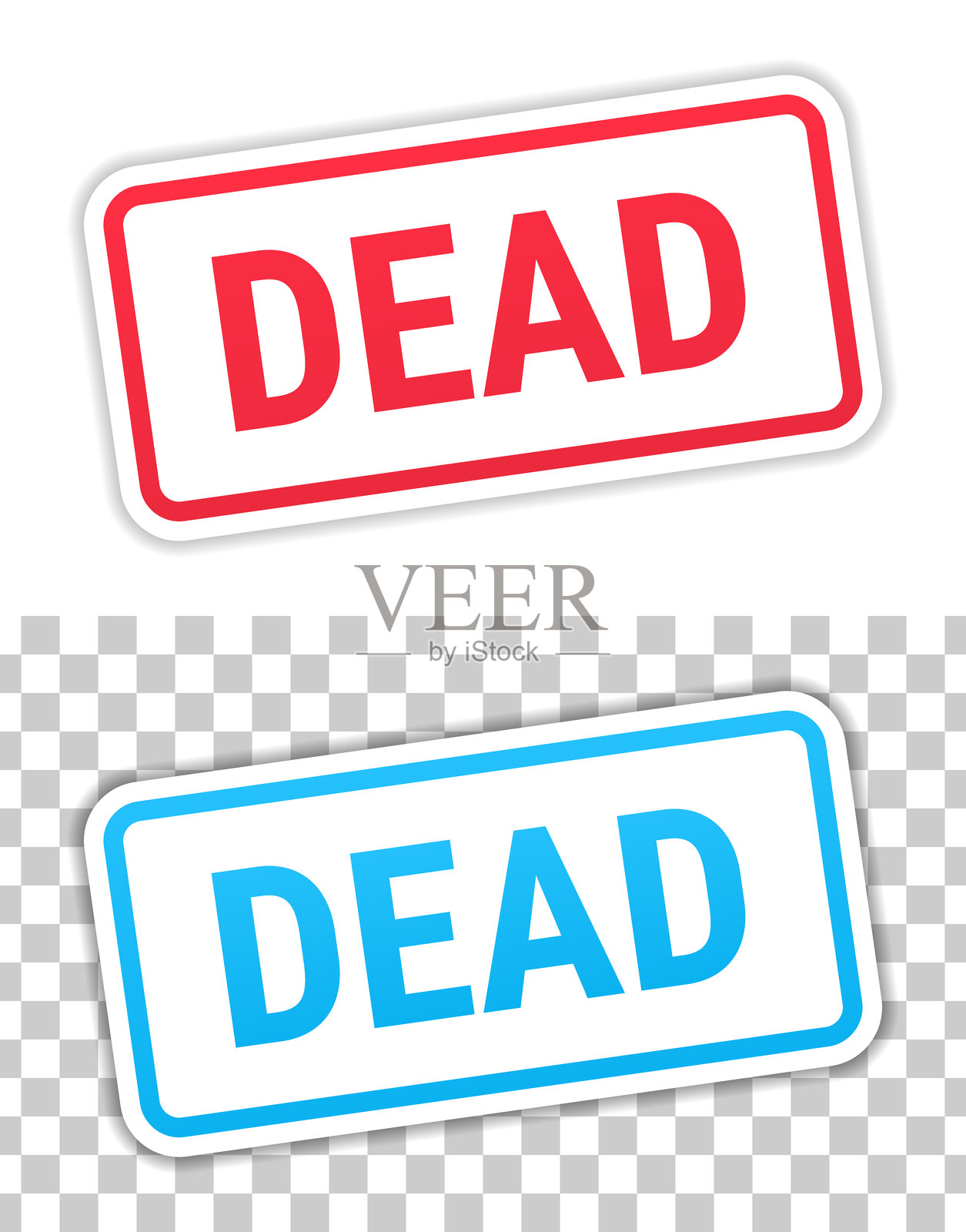 死亡 - 红色和蓝色标签在空白背景上插画图片素材