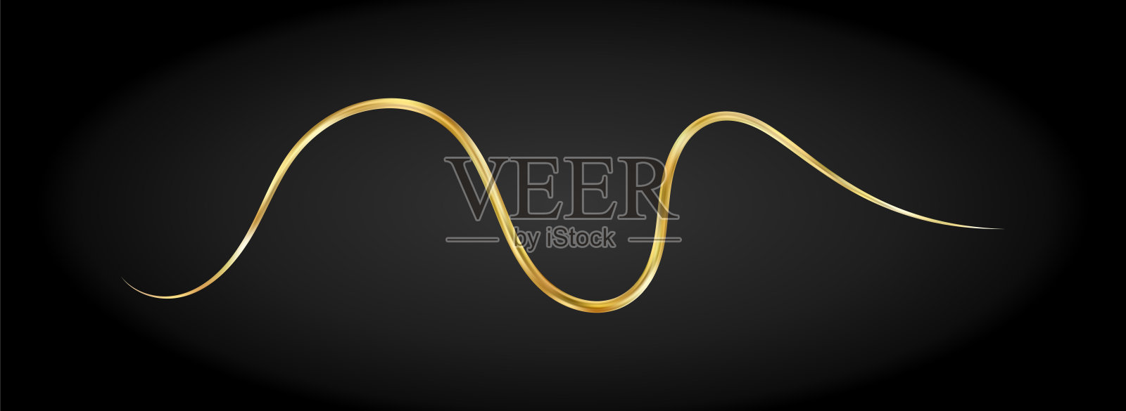 金色贵宾犬抽象线条。手绘卷曲的波浪插画图片素材