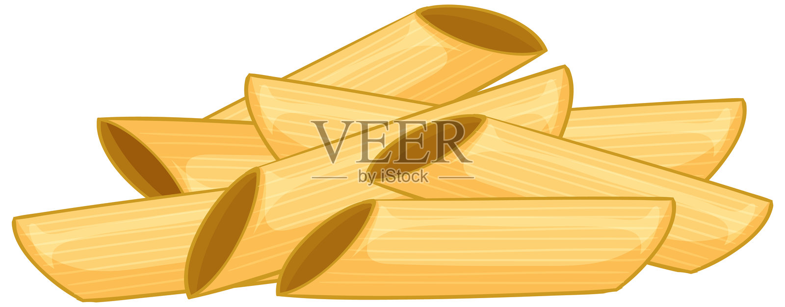 平面矢量插图中的笔管意大利面插画图片素材