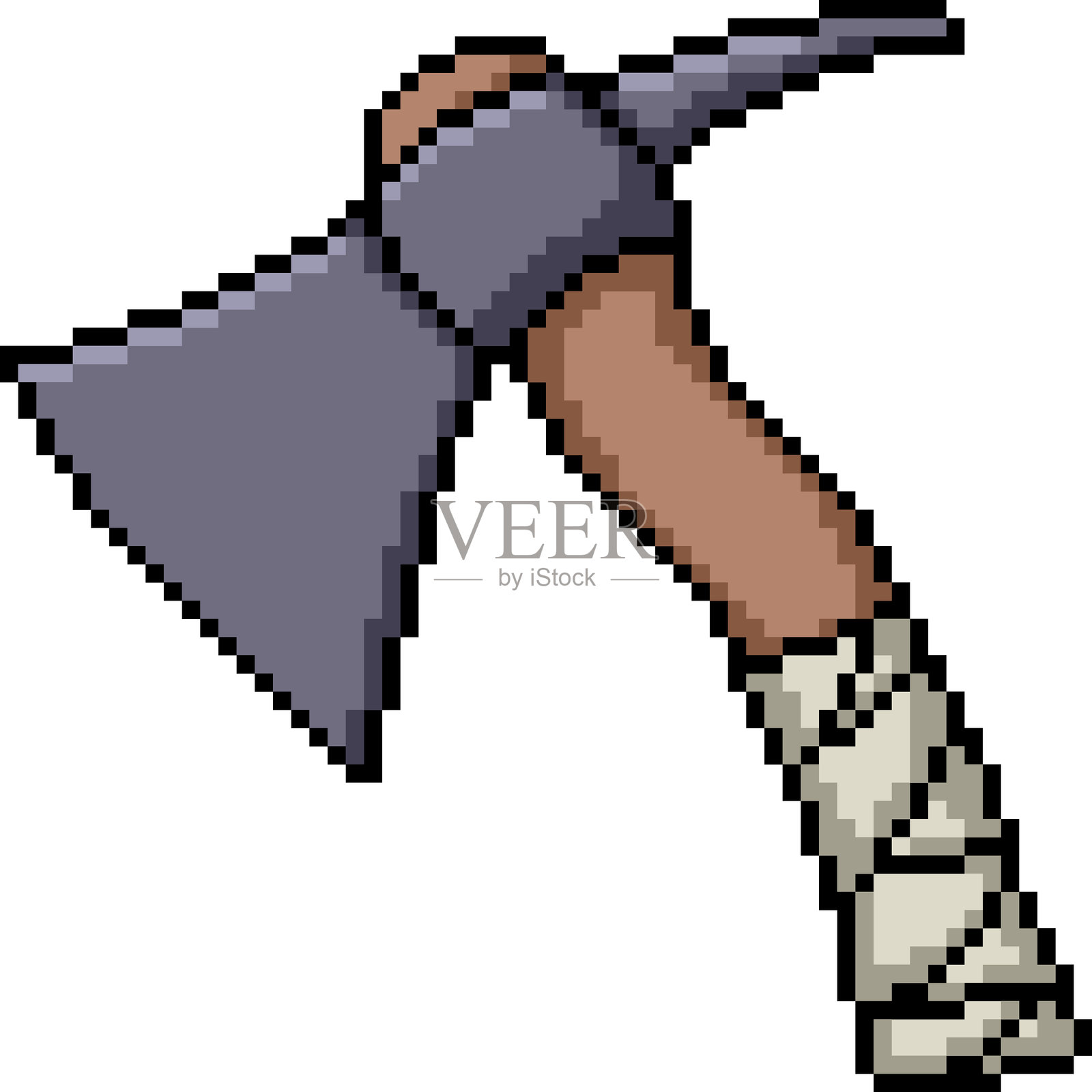 像素艺术的手斧工具武器插画图片素材