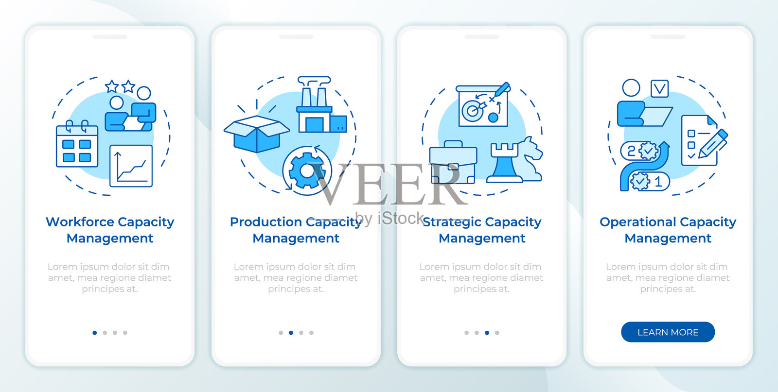容量管理类型蓝色入职移动应用程序界面插画图片素材