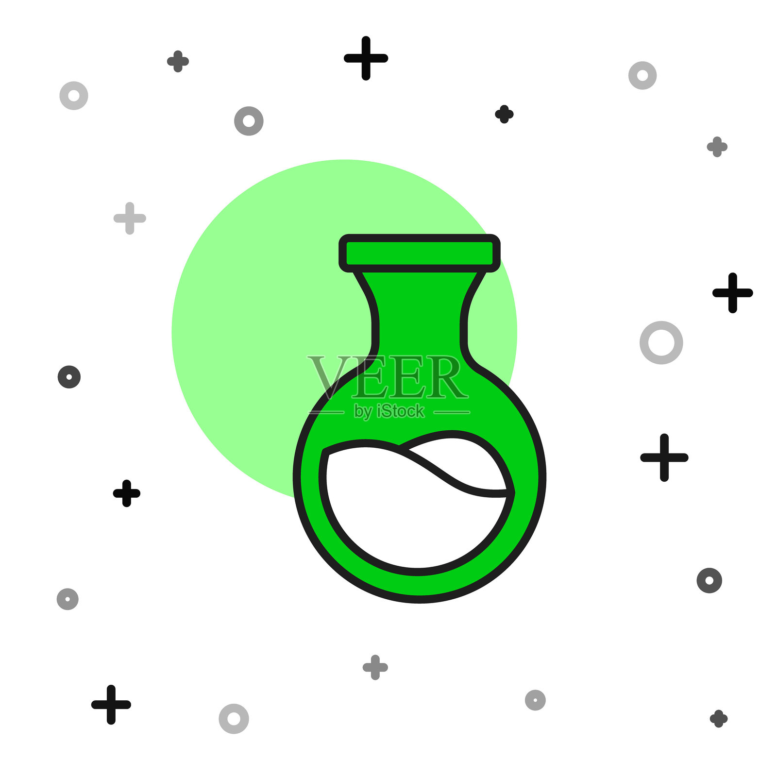 实验室试管和烧瓶化学实验图标，填充轮廓，白色背景。实验室玻璃器皿标志。矢量图。插画图片素材