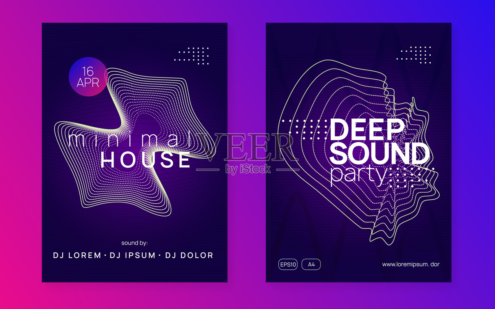 音乐横幅。迷幻派对邀请。绿色派对杂志。粉色舞蹈传单。科技电子图形。电子广播插图。节日背景。蓝色音乐横幅。插画图片素材