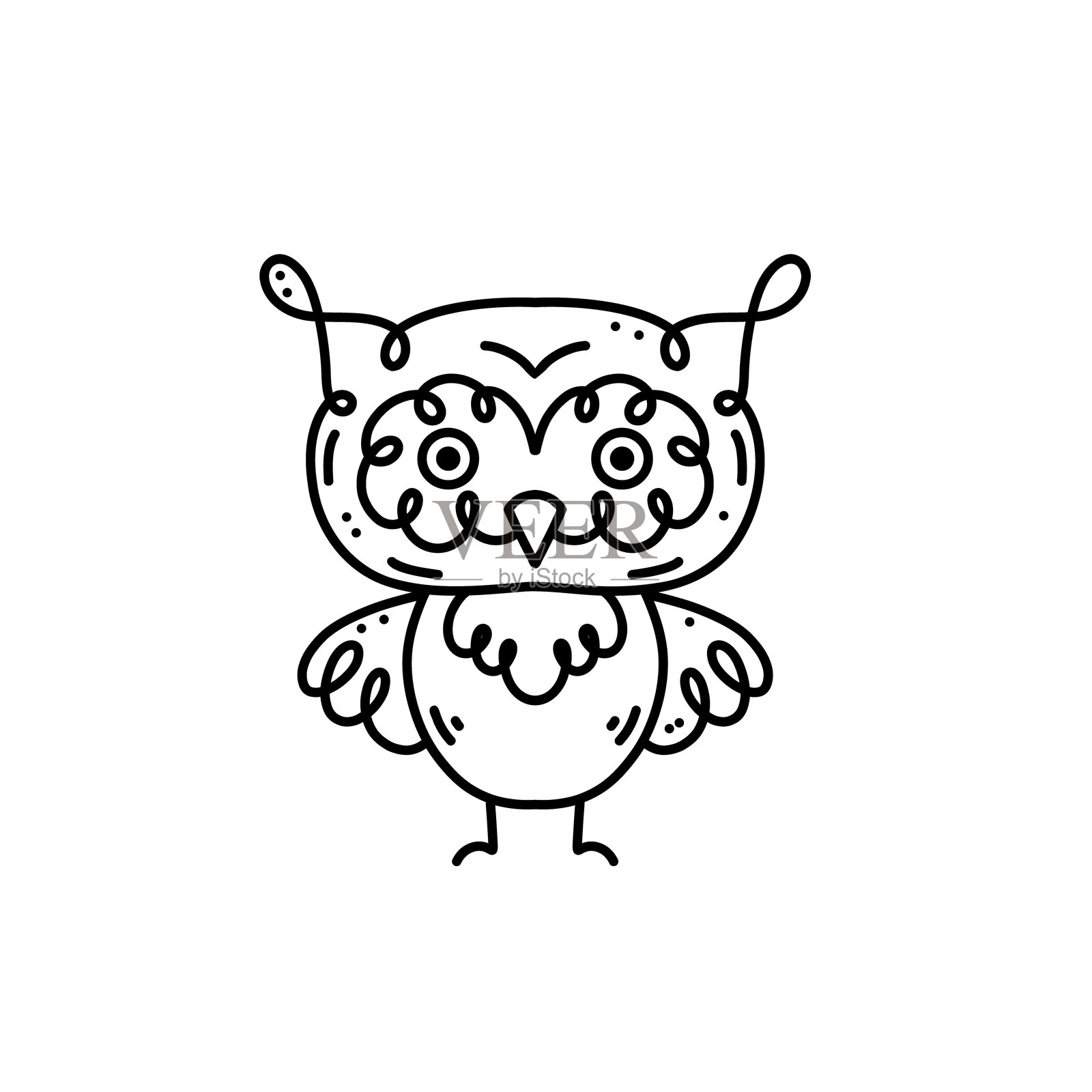 可爱的涂鸦风格猫头鹰插画图片素材