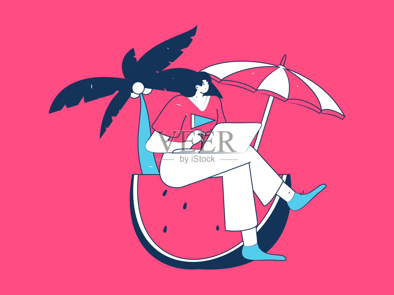 24节气，大暑字符扁平矢量概念操作手绘插图插画图片素材