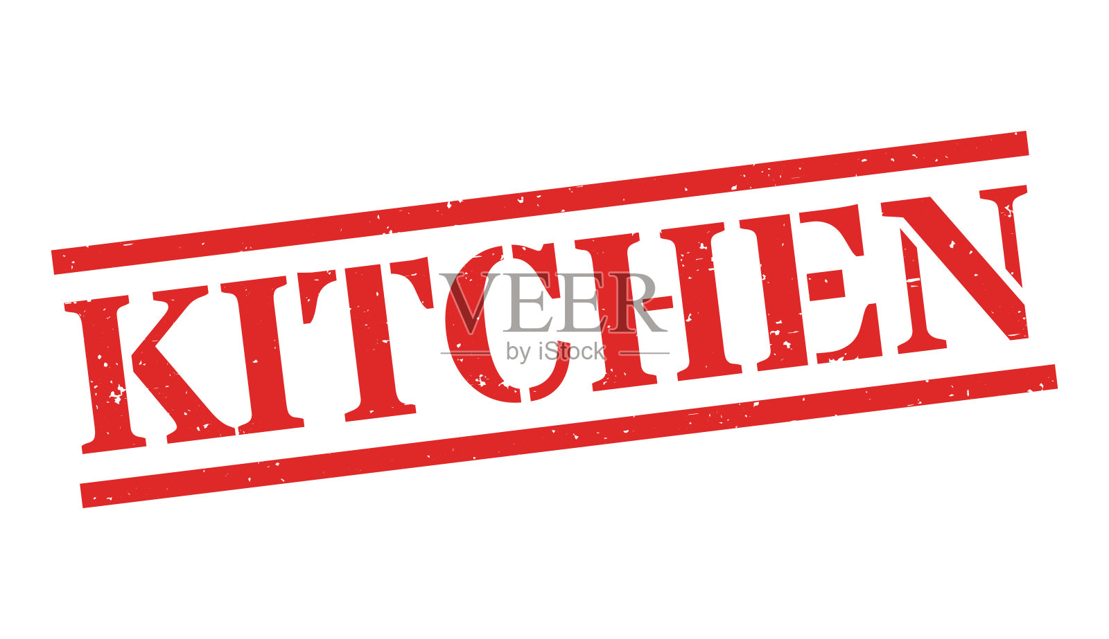 厨房 - 红色橡胶印章在空白背景上插画图片素材