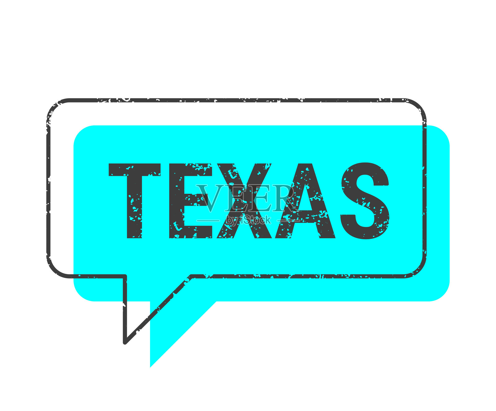 德克萨斯州 - 蓝色磨损的对话气泡在空白背景上插画图片素材