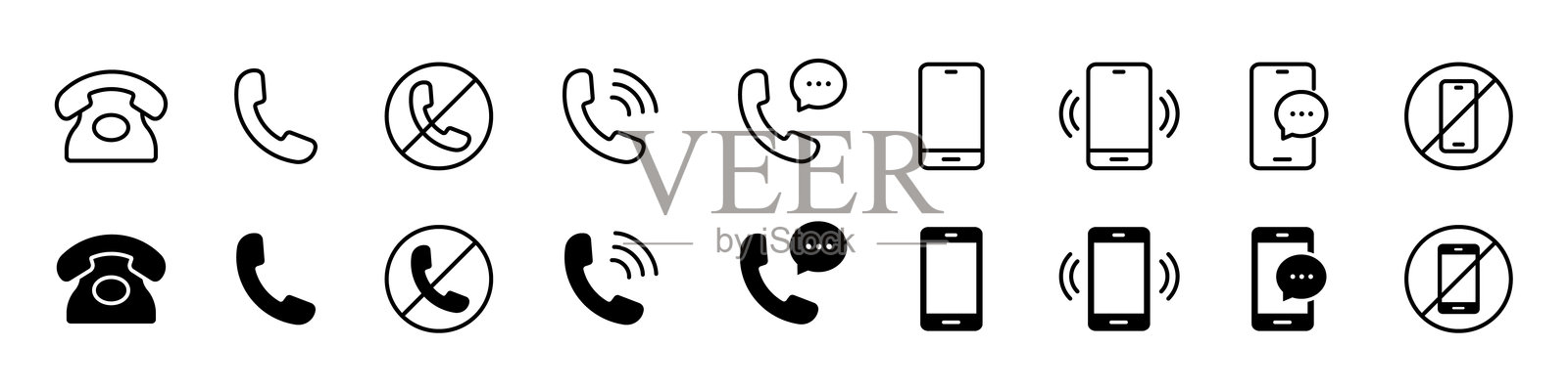 电话图标集。联系我们的符号。插画图片素材