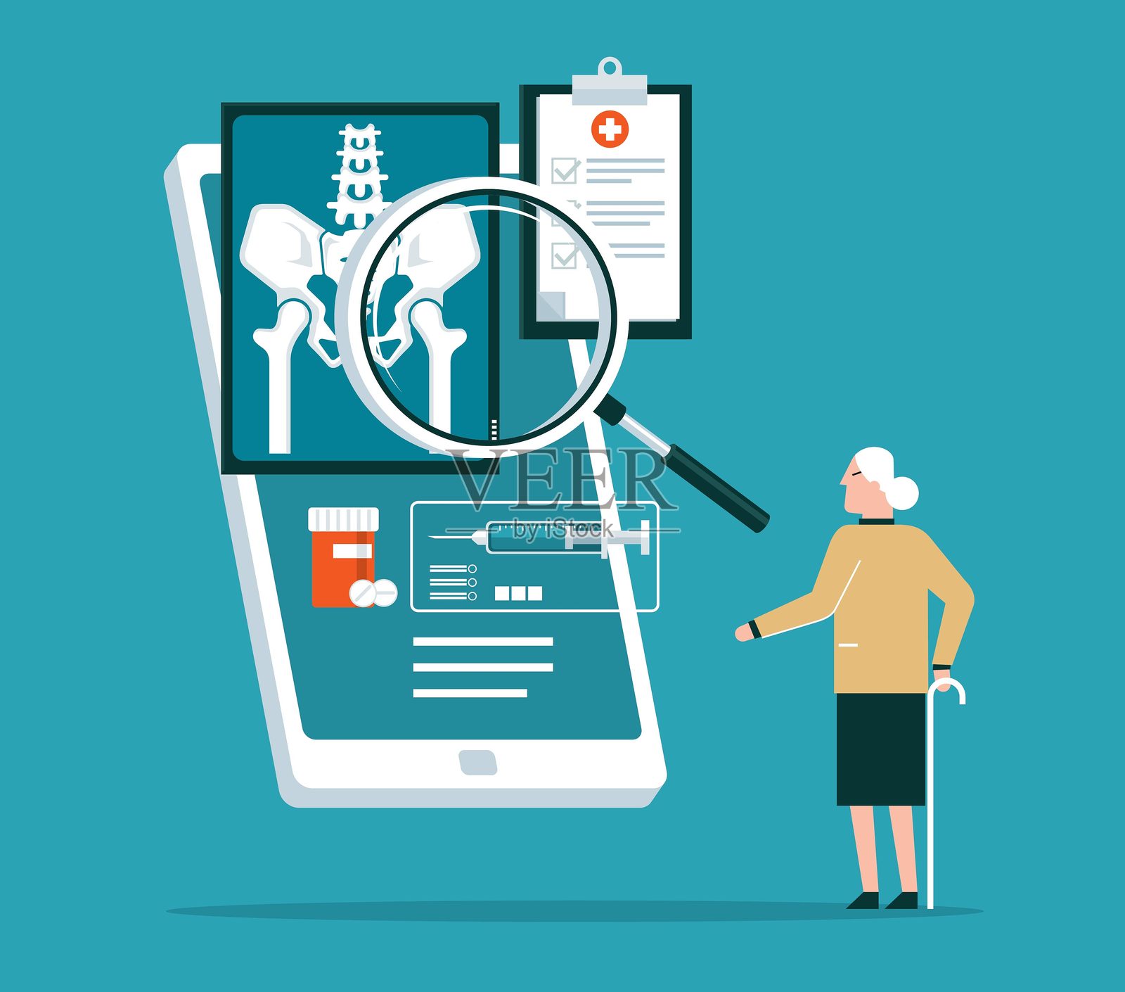 骨头 - 清单 - 老年女性插画图片素材