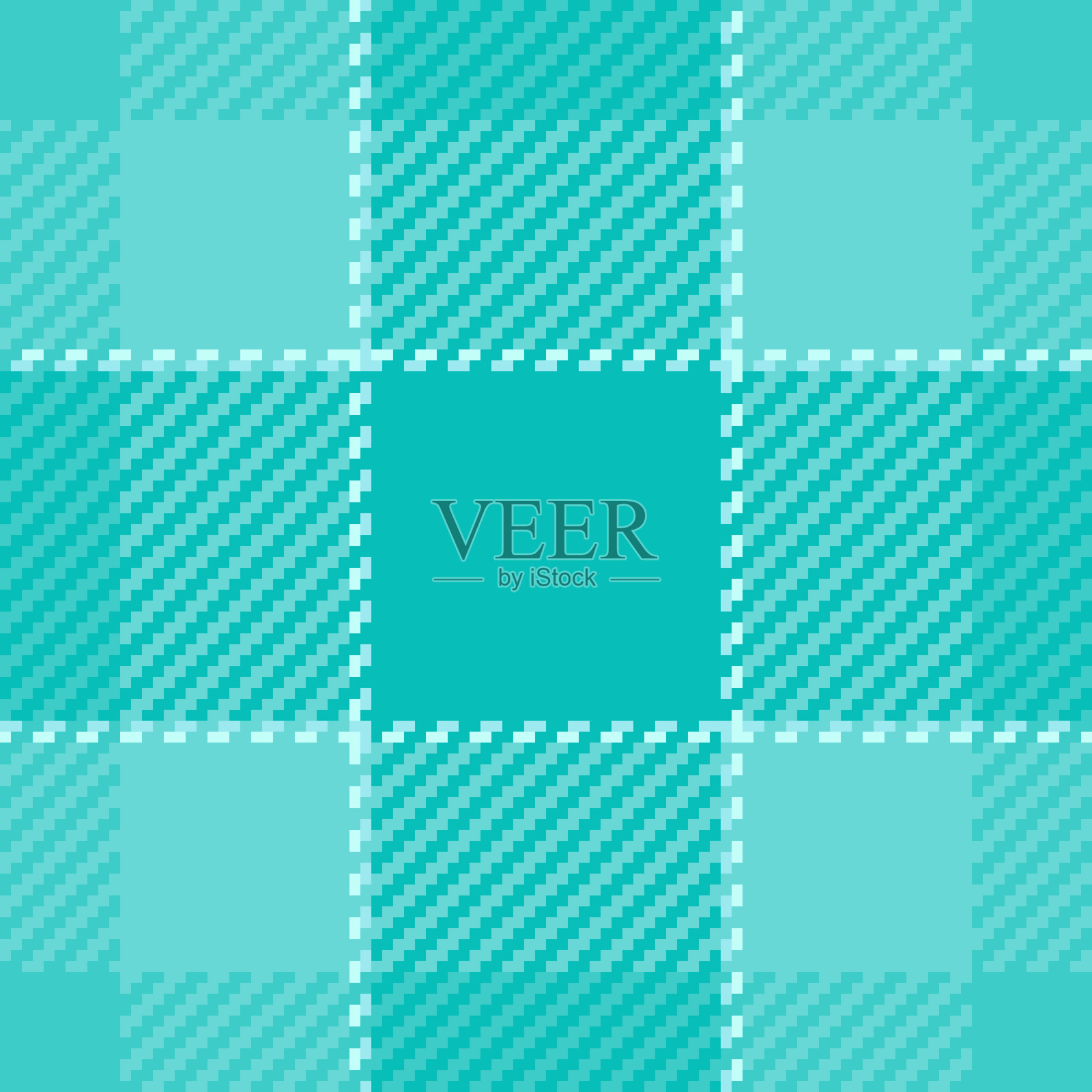 青绿色格子图案。现代化、风格化的格子图案，适用于背景、服装或设计项目。织物纹理，可用于时尚或创意作品。插画图片素材