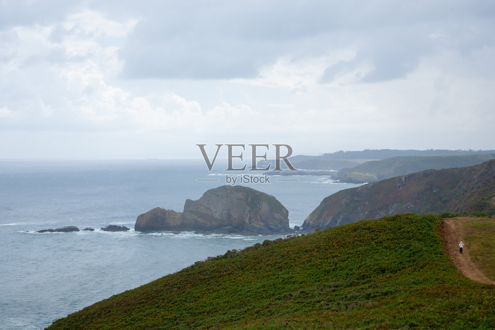佩纳斯角的悬崖风景，阿斯图里亚斯，西班牙照片摄影图片