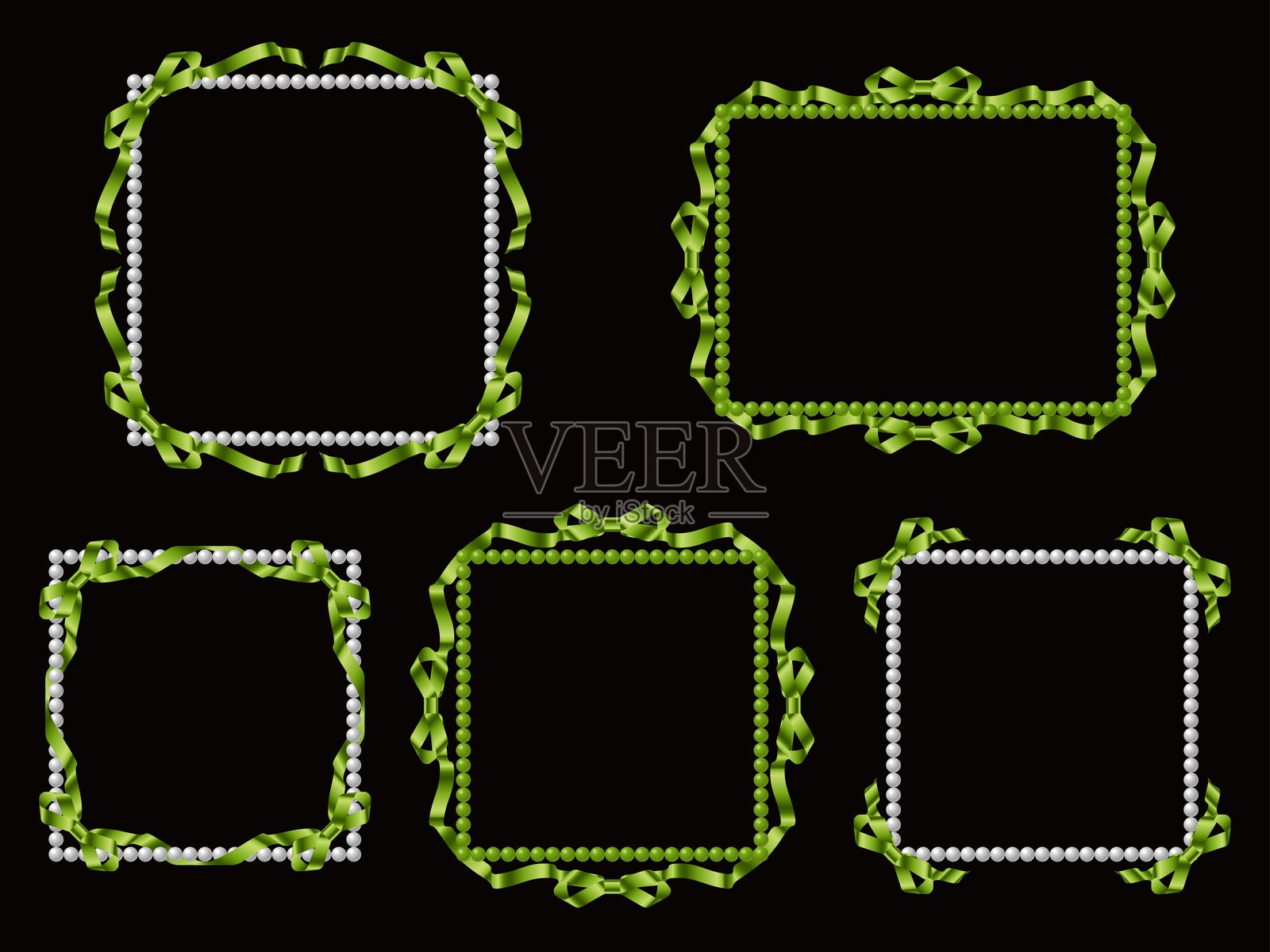 丝带和珍珠框架插画图片素材