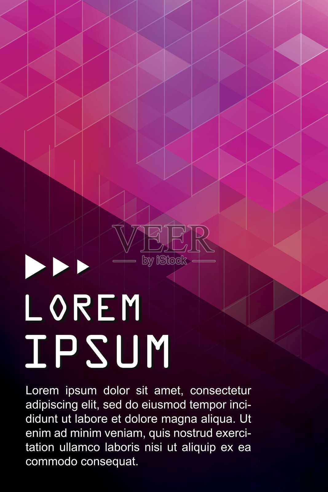 正方形抽象三角形几何背景-粉红色，蓝色，紫色，深紫色插画图片素材