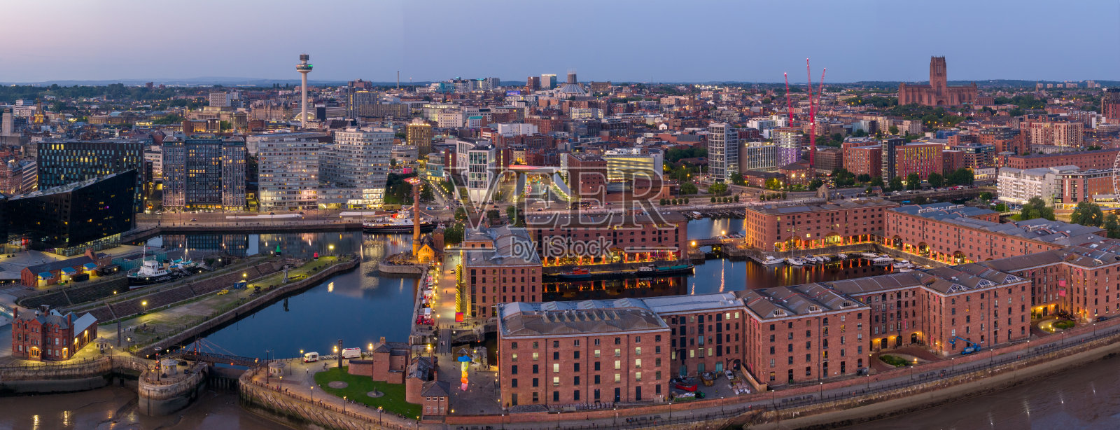 利物浦在黄金时刻的航拍图像照片摄影图片