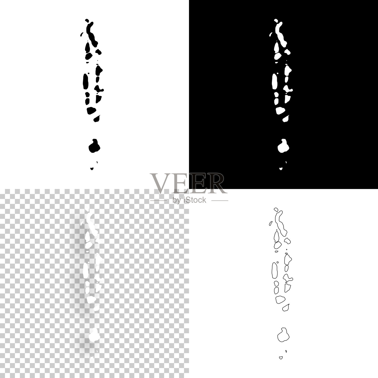 马尔代夫地图的设计-空白，白色和黑色背景插画图片素材