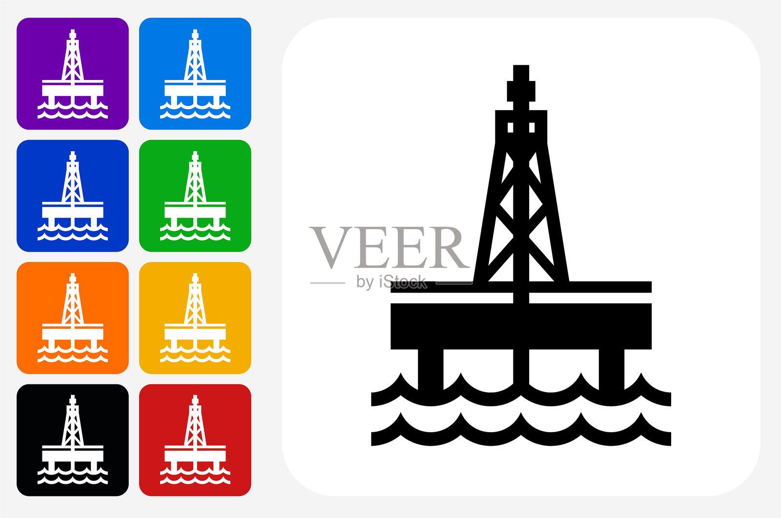 石油钻探图标广场按钮设置插画图片素材