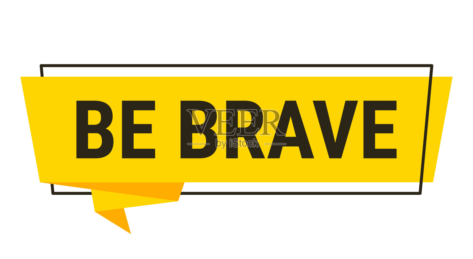 勇敢 - 白色背景上的黄色对话气泡插画图片素材