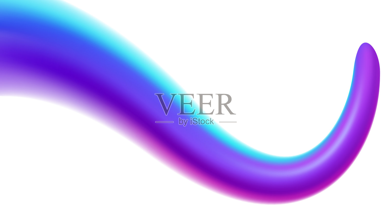 紫色平滑渐变的3D流体波形，孤立在白色背景上，矢量插图插画图片素材