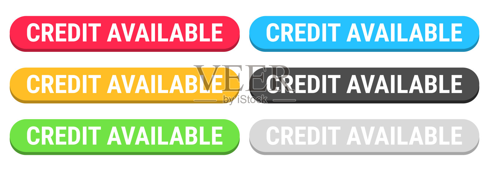 可用信用 - 彩色3D点击网页按钮在空白背景上插画图片素材