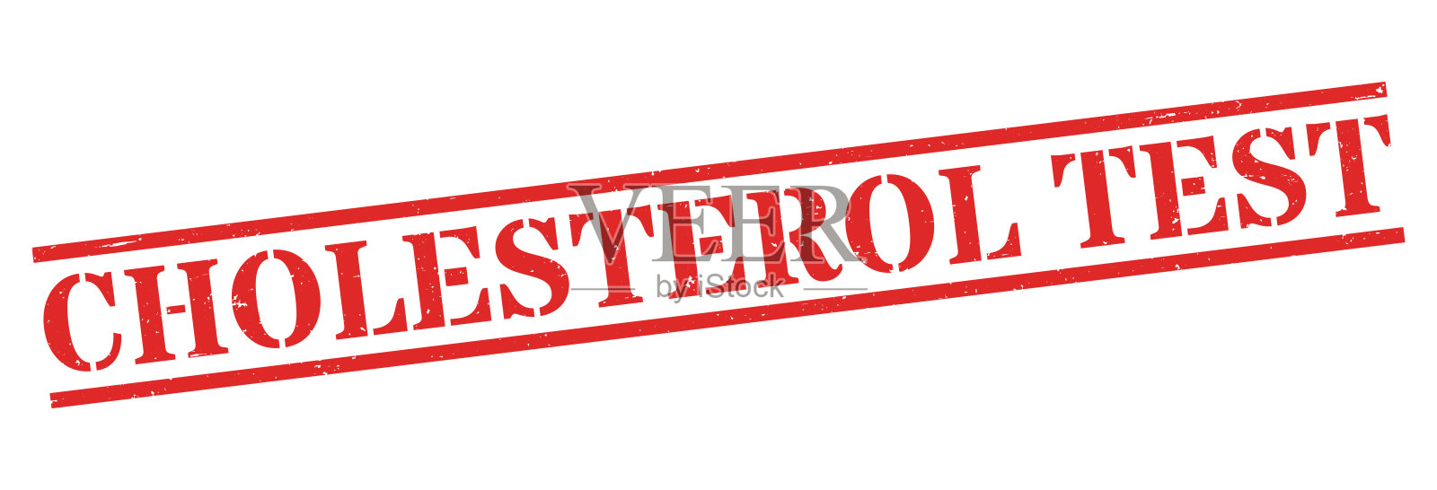 胆固醇测试 - 红色橡胶印章在空白背景上插画图片素材