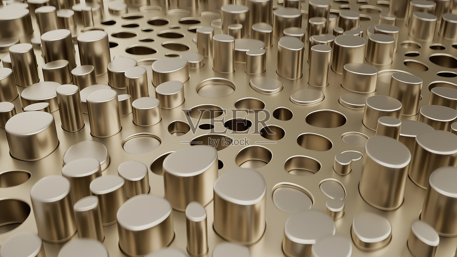 引人入胜的抽象金色结构，展现复杂的圆柱形图案照片摄影图片