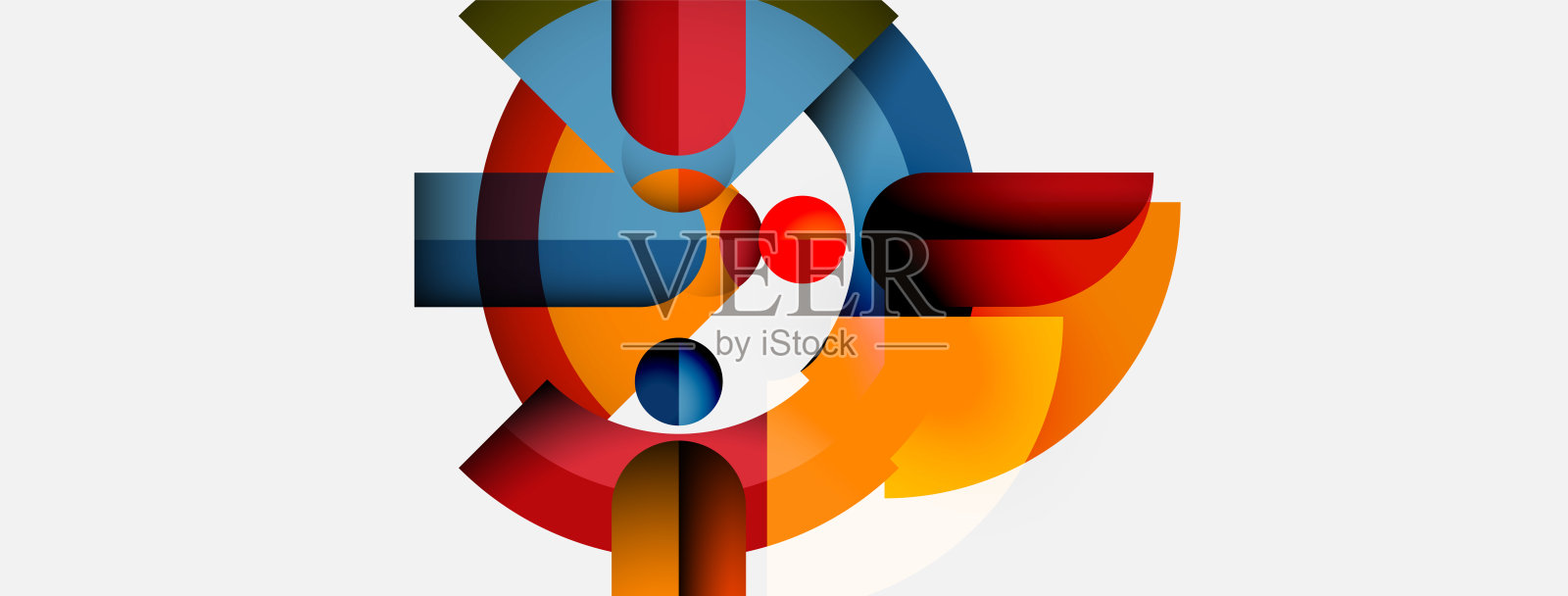 抽象几何构图。重叠的形状和鲜艳的色彩创造出动态的视觉体验。现代设计，干净的线条展现出艺术的魅力。插画图片素材