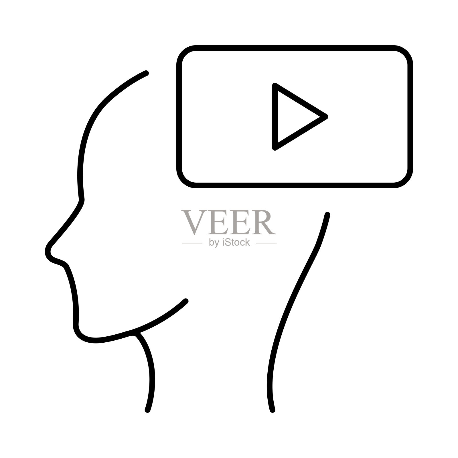 思维大脑图标。创意、智慧、人工智能、知识、学习、创造力、头脑风暴插画图片素材