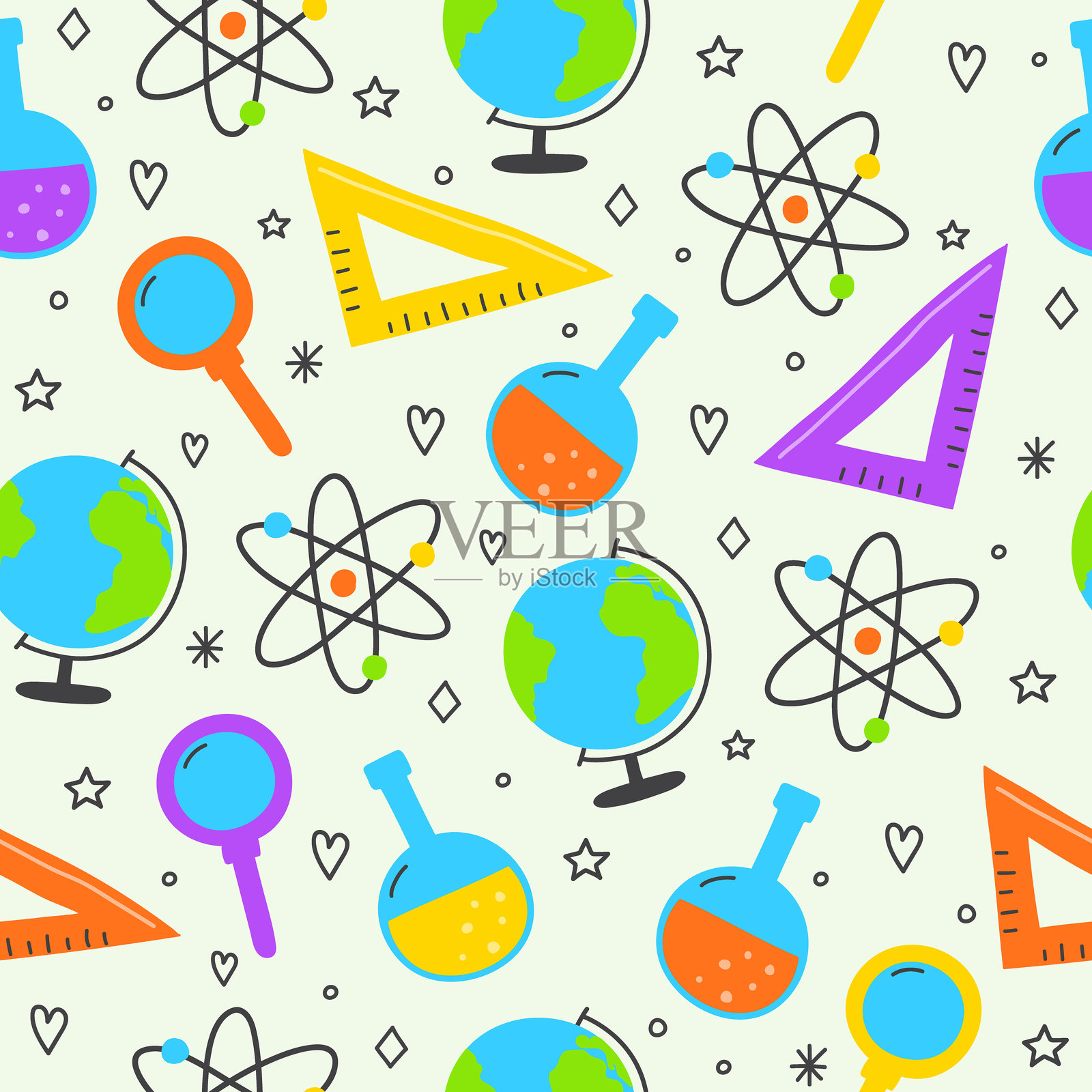 学校背景。无缝图案。矢量插图插画图片素材